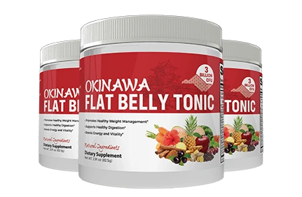 Flat Belly Tonic three-jar package of Okinawa metabolism drink powder